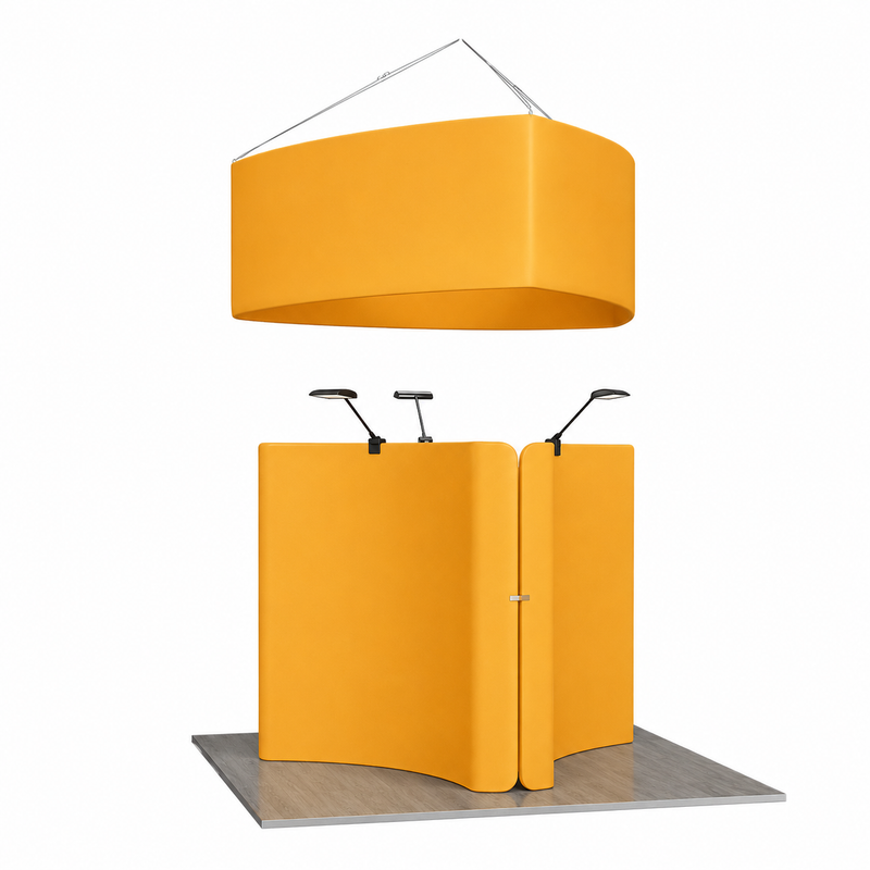 10x10 Curved Wall with Hanging Sign Trade Show Booth Kit