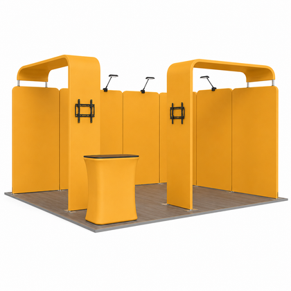 20x20 Magnetic Banner Dual-Monitor Trade Show Booth Kit